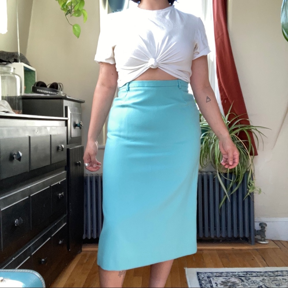 Blue pencil skirt